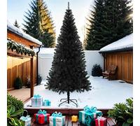 Albero di Natale Artificiale Sottile con Base Nero 210 cm PVC