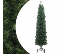 Albero di Natale artificiale sottile, verde, 240 cm, PVC con 486 punte, robusto supporto in acciaio, per interni ed esterni, aspetto realistico