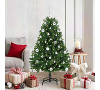 Albero di Natale artificiale verde, 150 cm, PVC e metallo, 530 punte, striscia LED bianca calda, per interni ed esterni protetti, set di palline di Natale incluso
