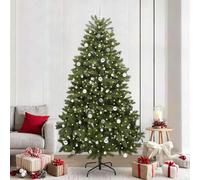 Albero di Natale Artificiale Verde 240cm PVC & Metallo 1680 Punte Striscia LED Bianco Caldo per Interni & Esterni Protetti 8 Modalità di Illuminazione con Set Palline
