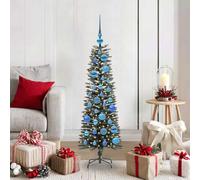Albero di Natale artificiale verde, altezza 120 cm, striscia LED, bianco caldo, materiale PVC, per interni ed esterni, supporto pieghevole, 152 punte