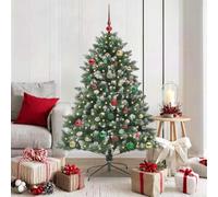 Albero di Natale artificiale verde, altezza 150 cm, diametro del pavimento 105 cm, con 150 LED bianco caldo, PVC e acciaio, per interni ed esterni, decorazione festiva