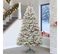 Albero di Natale artificiale verde bianco 270 cm PVC metallo floccato con striscia LED 8 modalità per interni ed esterni