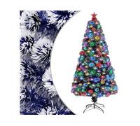 ALBERO DI NATALE ARTIFICIALE VIDAXL 120 cm con LED e fibra ottica, Bianco, Blu