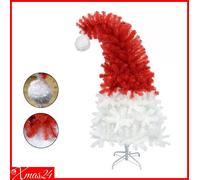 ALBERO DI NATALE BIANCO ROSSO SANTA HAT FORMA CAPPELLO BABBO NATALE BASE METALLO