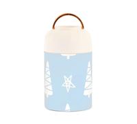Albero di Natale blu e bianco, in acciaio inox, isolato sottovuoto, contenitore per alimenti caldi con cucchiaio per farina d'avena per bambini, 17 once
