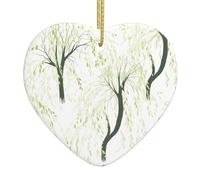 Albero di Natale Ceramica appeso Amore Ciondolo HJFCZH Willow Tree Immagine Fori accuratamente perforati Corda di metallo