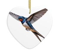 Albero di Natale Ceramica appeso Amore Ciondolo XBKGOHA Piccole rondini volare con le ali diffuse Stampa Fori accuratamente forati Corda metallica