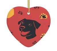 Albero di Natale Ceramica appeso Ciondolo Amore XBKGOHA Primo piano della testa di un cane con uno sfondo solido Stampa Fori accuratamente forati Corda metallica