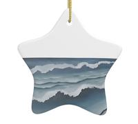 Albero di Natale Ciondolo Stella Appeso Ceramica Yyhwhjde Il Mare Infinito Stampe Accuratamente Forato Fori Corda di Metallo