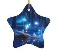 Albero di Natale Ciondolo Stella Appeso Ceramica Yyhwhjde Piante Magiche Stampe Accuratamente Forato Fori Corda di Metallo