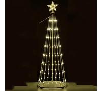Albero di Natale cm 150 bianco caldo alimentato con pannello solare o corrente con 170 Luci Micro LED esterno o interno