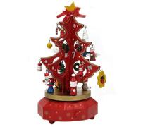 Albero di Natale con Carillon Rosso o Verde in Legno Decorazioni addobbi Natalizie Giostra carosello Idea Regalo per Bambini
