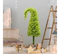 Albero di Natale con collo storto, albero di Natale artificiale stravagante unico curvo per le vacanze, albero di Natale artificiale terminabile, preilluminato per decorazioni natalizie (verde chiaro)