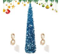 Albero di Natale con illuminazione, albero di Natale con glitter con luci a LED che cambiano colore, 152 cm, pianta artificiale per Halloween, interni ed esterni