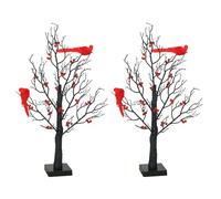 Albero di Natale con LED incandescente da 53,3 cm, con uccelli rossi e frutta a batteria, centrotavola da tavolo per decorazioni natalizie, alberi di Natale rossi classici