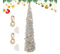 Albero di Natale con luci | Albero di Natale realistico con glitter - pianta artificiale realistica da 1,5 metri per decorazione di Halloween veranda camera da letto interna esterna scrivania tavolo