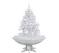 Albero di Natale con Neve e Base a Ombrellone Bianco 140 cm
