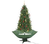 vidaXL Albero di Natale Neve e Base a Ombrellone Magico con Palline e Luci Folto Realistico Decorazione Natalizia con Nevicata Verde 190 cm