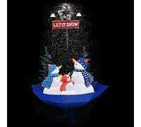 vidaXL Albero di Natale con Nevicata e Base ad Ombrello Addobbi di Natale Decorazioni Natalizie Festoni Alberi Finti per Feste Blu 170 cm in PVC