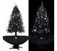 vidaXL Albero di Natale con Nevicata e Base ad Ombrello Nero 190cm PVC