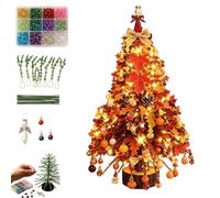 Albero di Natale con Perline fai-da-te, Perline Colorate e Filo Metallico | Kit di Processo Completamente Attrezzato, 3D Design, Decorazioni di Natale per il Desktop