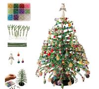 Albero di Natale con Perline fai-da-te, Perline Colorate e Filo Metallico | Kit di Processo Completamente Attrezzato, 3D Design, Decorazioni di Natale per il Desktop