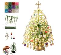 Albero di Natale con Perline fai-da-te, Perline Colorate e Filo Metallico | Kit di Processo Completamente Attrezzato, 3D Design, Decorazioni di Natale per il Desktop