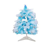 Albero di Natale con piume finte da 45 cm, da tavolo, for un nuovo, felice regalo, decorazione for la casa(Blauw)