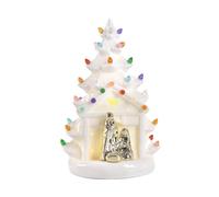 Albero di Natale con Presepe Gruppo Natività 21 cm in Porcellana con Luci