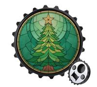 Albero di Natale con una stella dorata apribottiglie rotondo in vetro colorato magnete frigorifero bevande birra apribottiglie magnetico per frigorifero, cucina, ufficio