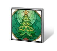 Albero di Natale con una stella dorata in vetro colorato unisex spille e spilli quadrati leggeri bavero distintivo gioielli per abbigliamento scialle cappello