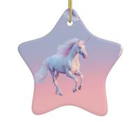 Albero di Natale con unicorno che corre in ceramica da appendere decorazioni natalizie ideali per progetti artigianali per decorare e appendere