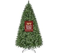 Albero di Natale da 2,1 m, 1000 punte, pieno e realistico, verde, con rami in PVC, supporto in metallo, per casa, ufficio, negozi e hotel (verde nerastro, 210 cm)