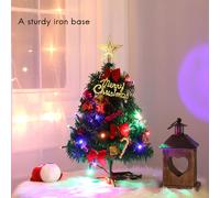Albero di Natale da 60 cm con luci LED e decorazioni per la tavola, ideale per feste di Natale, casa, ufficio e vetrine.