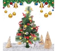 Albero Di Natale Da Esterno - 60 cm 20 LED Illuminato con Bacche Rosse e Pigne per le Feste,Albero Di Natale Per Portico | Per Portico Cortile Patio Ingresso Sentiero e Prato Esterno per Feste