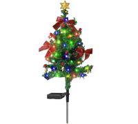 Albero di Natale da Esterno ad Energia Solare LED Rosso Frutta Fiocco Giardino E