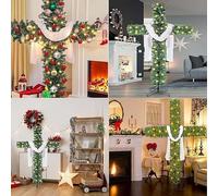 Albero di Natale da esterno pre-illuminato con luci a LED | Pino artificiale pieghevole for decorazioni natalizie in casa(6ft)