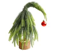 Albero di Natale da tavolo 11.8, piccolo albero di Natale artificiale con pallina rossa e base in legno rustico per decorazioni per feste in casa.