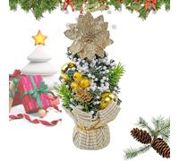 Albero di Natale da tavolo, | Albero di Natale artificiale da 8,27 pollici con palline e bacche | punta 'albero di pino colorato ed estetico per il tavolo