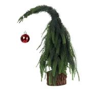 Albero di Natale da tavolo, piccolo albero di Natale, artificiale pieghevole da 12 pollici con pallina rossa e base in legno rustico, stravagante e accogliente per casa, ufficio, bar, mini