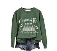 Albero di Natale delle donne lettere di Natale albero di Natale stampa moda casual felpa con cappuccio colore zip up crop felpe donna set, Verde, L