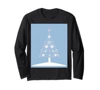 Albero di Natale di Fiocchi di Neve E Stelle su Cool Blue Maglia a Manica