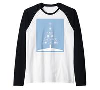 Albero di Natale di Fiocchi di Neve E Stelle su Cool Blue Maglia con Maniche Raglan