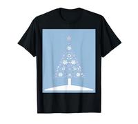 Albero di Natale di Fiocchi di Neve E Stelle su Cool Blue Maglietta