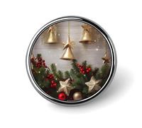 Albero di Natale E Campane Spilla Distintivo Rotondo Leggero Risvolto Tie Pins Regali Unici Spilla In Metallo Distintivo Per Cappello Camicia Abbigliamento Borse Decorazione