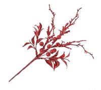 Albero di Natale e ghirlanda fai da te con steli di bacche artificiali glitterate con filo di ferro flessibile e bacche in schiuma smerigliata per uso festivo (rosso)