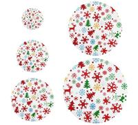 Albero di Natale Fiocco di Neve Colorato 5 Pezzi Riutilizzabili Ciotole Coperture Stretch in 5 Dimensioni Ciotole Pane Lievito Madre Coperchi per Cibo Mac