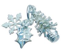 Albero di Natale - Foglia di agrifoglio - Fiocco di neve .925 Ciondoli natalizi