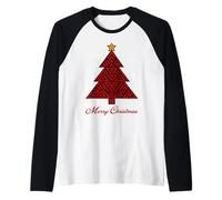 Albero di Natale Geometrico Rosso Astratto Ispirato alla Matematica Maglia con Maniche Raglan